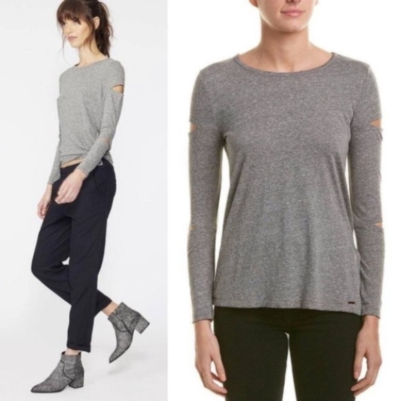 N:philanthropy grey cut out long sleeve top - Picture 1 of 6
